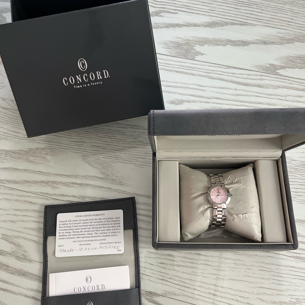 Concord Womens Watch With Pink Dial And Silver Band